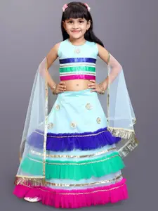 BAESD Girls Striped Gotta Patti Ready to Wear Lehenga & Blouse With Dupatta
