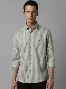 Louis Philippe Sport Slim Fit Vertical Striped Pure Cotton Casual Shirt