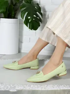 ELLE Pointed Toe Buckles Block Heeled Pumps