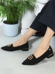 ELLE Embellished Pointed Toe Block Heeled Pumps