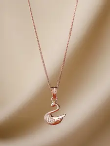 Priyaasi Brass Rose Gold-Plated Swan Detail Necklace