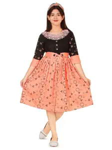 BAESD Girls Printed Fit & Flare Dress