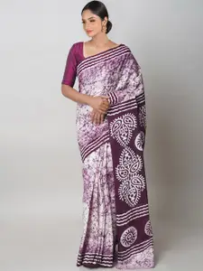 Unnati Silks Batik Pure Cotton Handloom Block Print Saree