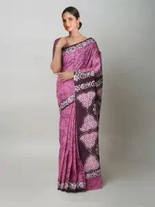 Unnati Silks Batik Pure Cotton Handloom Block Print Saree