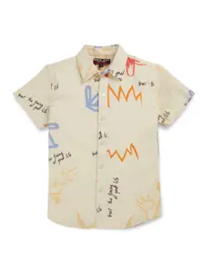 Gini and Jony Boys Spread Collar Short Sleeves Opaque Printed Casual Shirt