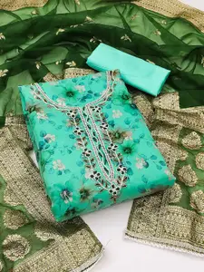 KALINI Floral Printed Organza Unstitched Dress Material