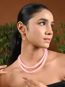 I Jewels Gold Plated Beaded Necklace & Earrings