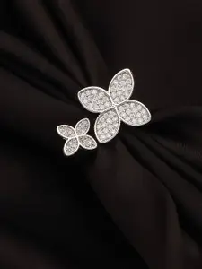Jazz and Sizzle Silver-Plated Cubic ZIrconia-Studded Finger Ring