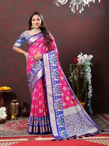 Divyadham Textiles Ethnic Motifs Woven Design Zari Pure Silk Banarasi Saree