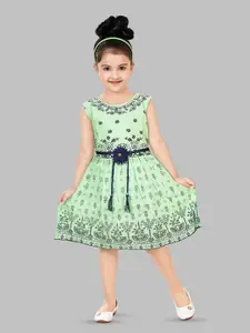 BAESD Girls Floral Printed Fit & Flare Opaque Casual Dress