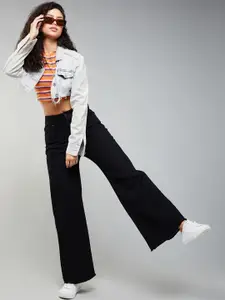 DOLCE CRUDO Women Wide Leg High-Rise Stretchable Jeans