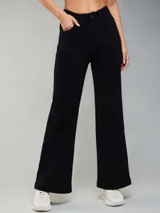 Dolce Crudo Women Black Wide Leg High-Rise Stretchable Jeans