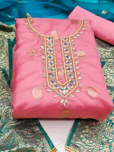 KALINI Ethnic Motifs Woven Design Organza Unstitched Dress Material