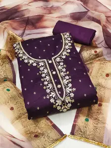 KALINI Ethnic Motifs Embroidered Zari Unstitched Dress Material