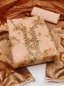 KALINI Floral Woven Design Unstitched Dress Material