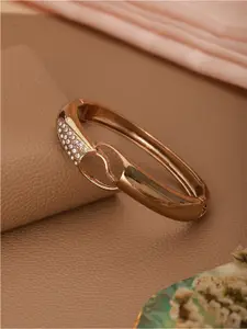 Jazz and Sizzle Gold-Plated Cubic Zirconia-Studded Brass Bangle-Style Bracelet