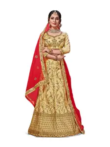 MANVAA Embroidered Thread Work Semi-Stitched Lehenga & Unstitched Blouse With Dupatta