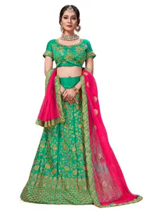 MANVAA Embroidered Semi-Stitched Lehenga & Unstitched Blouse With Dupatta