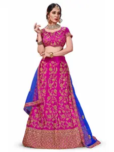 MANVAA Embroidered Semi-Stitched Lehenga & Unstitched Blouse With Dupatta