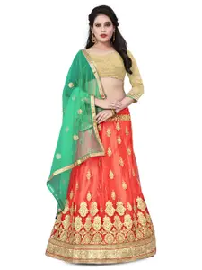 MANVAA Thread Work Semi-Stitched Lehenga & Unstitched Blouse With Dupatta