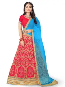 MANVAA Beads and Stones Semi-Stitched Lehenga & Unstitched Blouse With Dupatta