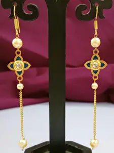 Efulgenz Gold-Plated Contemporary Drop Earrings