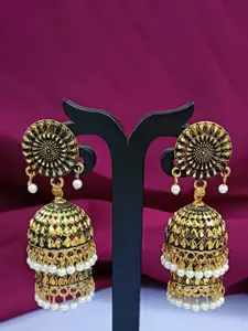 Efulgenz Gold-Plated Beaded Antique Jhumkas
