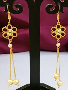 Efulgenz Gold-Plated Contemporary Drop Earrings