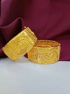 Efulgenz Set Of 2 Gold Plated Bracelet Bangles
