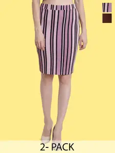 Popwings Pack Of 2 Pencil Knee Length Skirts