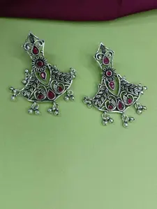 Efulgenz Silver-Plated Contemporary Drop Earrings