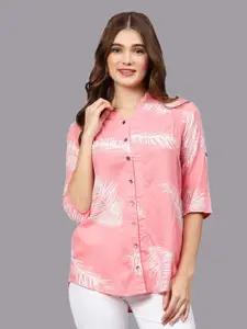 Indietoga Floral Printed Mandarin Collar Classic Casual Shirt