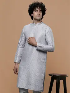 MAAHI FABS Mandarin Collar Long Sleeves Purple Geometric Print Straight Kurta