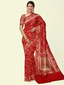 PTIEPL Banarasi Silk Works Woven Design Zari Silk Blend Banarasi Saree