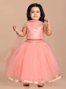 BAESD Girls Embroidered Net Thread Work Ready to Wear Lehenga & Blouse With Dupatta