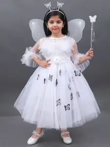 BAESD Girls Bell Sleeve Net Fit & Flare Party Dress