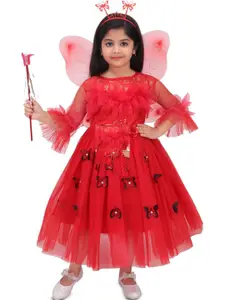 BAESD Girls Embellished Bell Sleeve Gathered Fit & Flare Costume Maxi Dress