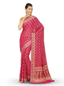 PTIEPL Banarasi Silk Works Ethnic Motifs Woven Design Zari Pure Georgette Banarasi Saree