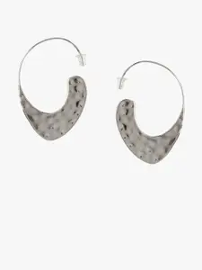 Kazo Silver-Plated Contemporary Oxidised Half Hoop Earrings