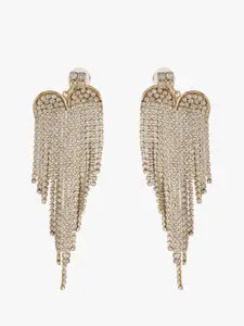 Kazo Gold-Plated Contemporary Rhinestone Drop Earrings