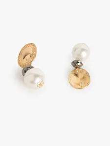 Kazo Gold-Plated Contemporary Pearl Drop Earrings