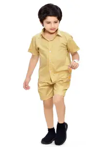 BAESD Boys Short Sleeves Cotton Shirt With Shorts
