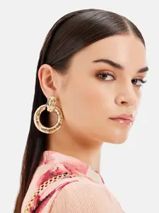 Kazo Gold Plated Contemporary Drop Earrings