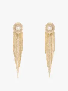 Kazo Gold Plated Rhinestone Contemporary Drop Earrings