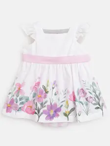 Chicco Infants Girls Floral Printed Cap Sleeves Cotton Rompers Dress