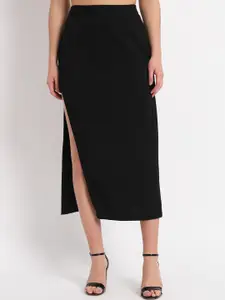 Zastraa Side Slit Straight Midi Skirt With Attached Shorts