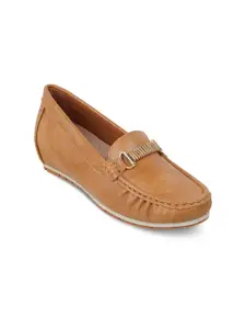 Tresmode Embellished Round Toe Slip-On Wedge Loafers