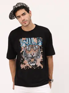 Leotude Graphic Printed Round Neck Oversized T-shirt