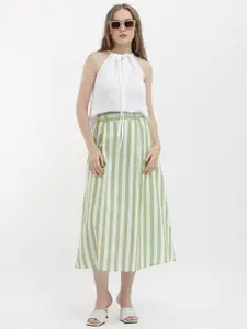 RAREISM Striped A-Line Midi Skirt