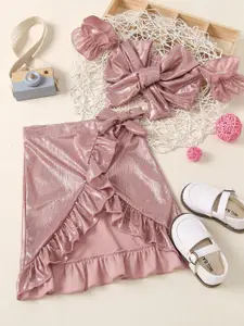 StyleCast Girls Pink Knee Length Pure Cotton Flared Skirt